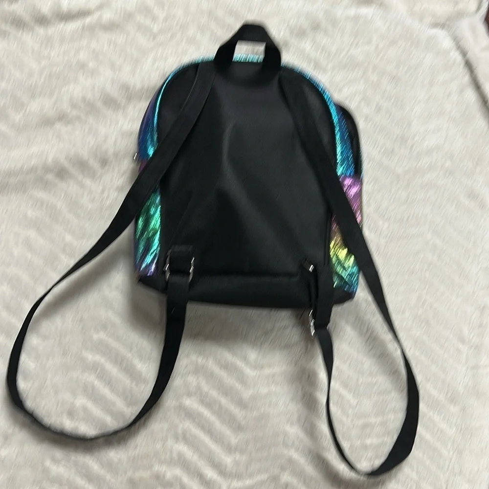 Justice Letter (D) fierce-brave-amazing iridescent color backpack EUC
